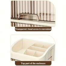 3-5 Layer Expandable Plastic Cosmetic Storage Box - Plug-In Installation Cosmetic Storage Display Cabinet With Multiple Compartments For Storing Brushes, Lipstick, Skincare Products - Fragrance Free - Milk Tea Color 5 Layers - View 7