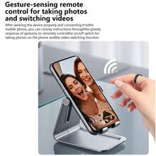 男女智能环健身追踪器 - 防水健康环，用于睡眠追踪，手势滑动视频，内置运动手势功能，心脏和血氧监测器，家庭护理健身环，步数和燃烧卡路里计数，可切换视频，佩戴舒适（15 / 20mAh 可充电电池） - ET-多色 - 查看 7