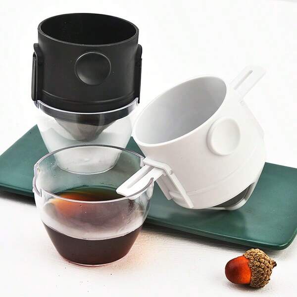 Copo de filtro de café portátil, dobrável e reutilizável de aço inoxidável para uso doméstico