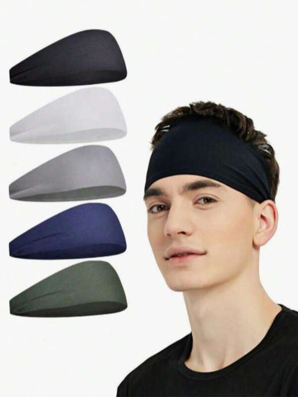 Sports Headbands For Men (5 Packs),Moisture Wicking Workout Headband, Sweatband Headbands For Running,Cycling,Football,Yoga,Hairband For Women And Men