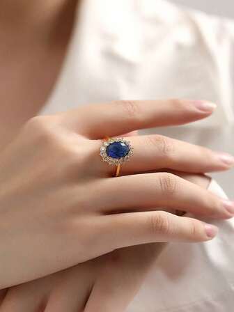 1pc Luxury Cubic Zirconia Women's Wedding Ring, Brilliant Focal Point For Daily Wear, Formal Events, Weddings, Pairs Well With Fitted Elegant Dresses