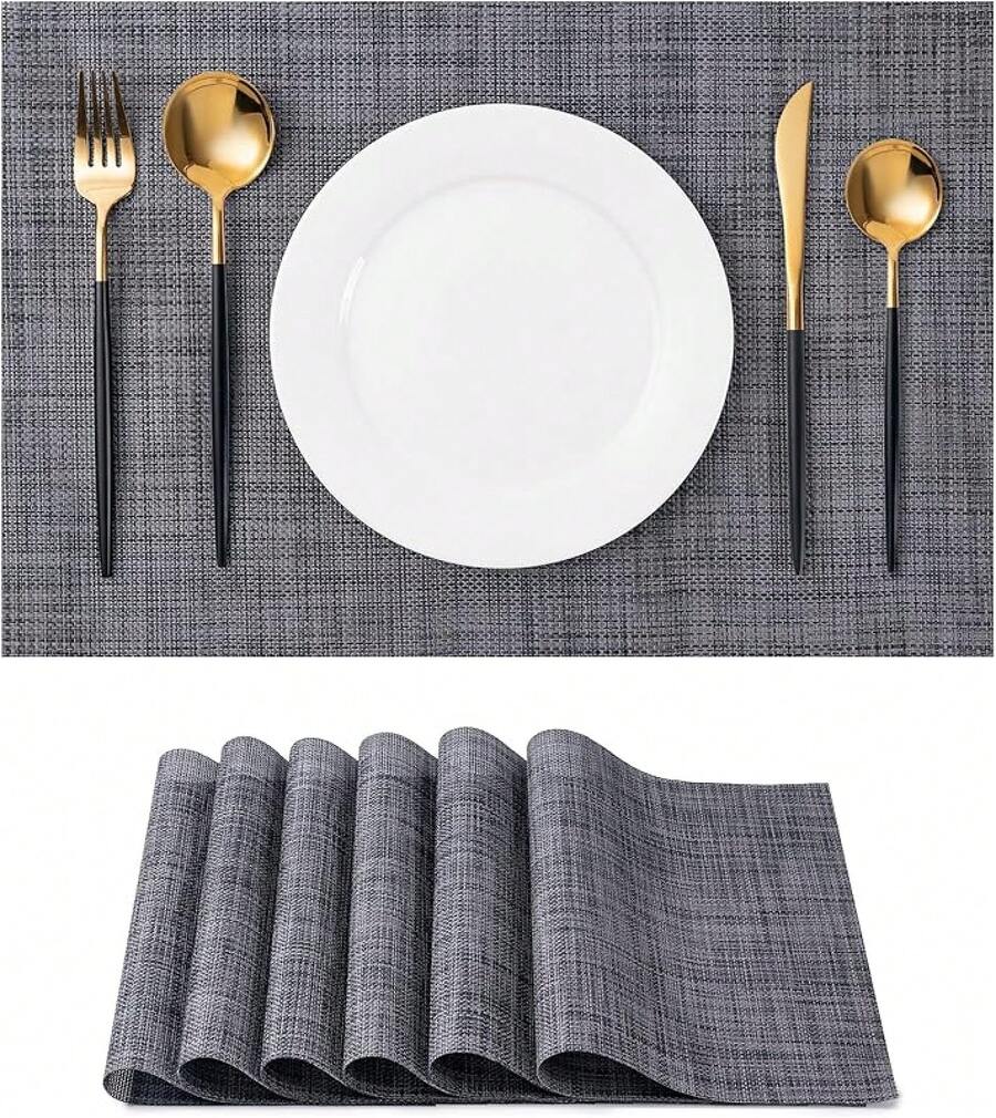 Washable Vinyl Placemats Set Of 4 For Indoor/Outdoor Use - A-black - View 1
