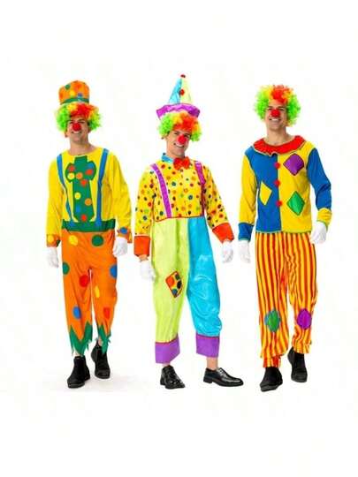 [Halloween Hot] Adult Clown COS Costume Full Set Clown Costumes Men And Women Can Wear Circus Theme Party Performance Costumes