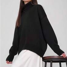 Women's Solid Color Minimalist Long Sleeve Niche Solid Color Knit Fabric Office Sweater, Spring/Autumn