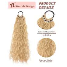 Peluca de cola de caballo resistente al calor para mujeres - Rubio beige claro natural esponjoso ondulado, fibra resistente a altas temperaturas, apta para uso diario, fiesta, Halloween, Navidad - Se adapta a todos los tipos de cabello. Peluca de cola de caballo, textura ondulada, estilo de moda, esencial para ocasiones especiales, duradera - Multicolor - Ver 5