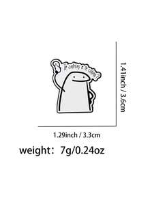 1pc Funny Spanish Proverb Enamel Brooch, Sad Figure Brooch, Pine Tree Pattern Lapel Pin, Badge, Clothing Accessory, Fashion Jewelry, Friend Gift - Black and White - View 8