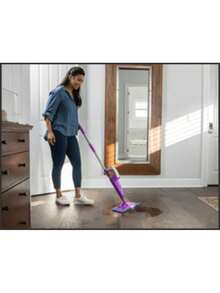 Multi-Surface Spray Mop System Click N Clean Floor Mop Kit Reusable Microfiber Pads Extra-Wide Swivel Head Durable Non-Scratch Scrub Pad Refillable Cleaning Solution 32 Oz Bottle All Floors C