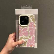 Pink Sage Green Floral Pattern Fashion TPU Material 1pc Elegant Full Screen Pattern Phone Case Compatible With Apple/ Phones Spring Gift - White - View 3