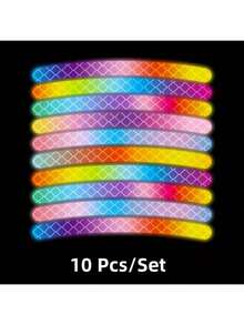 10/20/100pcs Mountain Bike Reflective Sticker Set, Car Wheel Reflective Sticker, High Reflective Stripe Tape, Suitable For Motorcycle Bicycle Car Wheel Decoration, Luminous Strip - Black - View 7
