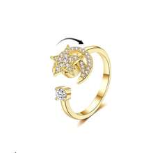 Anxiety Rings For Women, Adjustable Spinner Anxiety Ring, CZ Butterfly Bee Moon Star Fidget Rings For Anxiety Stress Relief For Women