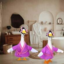 Bata de baño de plástico con forma de ganso, estilo anciana, con rulos y cinturón, ideal para jardín o patio. - Multicolor - Ver 3