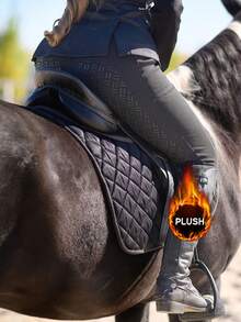 Women's High Waist Thermal-Lined Equestrian Pants, Quality Thermal Fabric With Good Warmth, High Waist Design With Pockets, Thermal-Lined Warm And Durable Breathable Soft Fabric, Suitable For Horseback Riding - Black - View 5