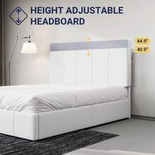 Allewie Full/Queen/King Size Dutch Velvet Upholstered Platform Bed Frame/Vertical Channel Tufted Adjustable Headboard/Low Profile Bed Frame/No Box Spring Needed/Easy Assembly, White - 白色 - 查看 4