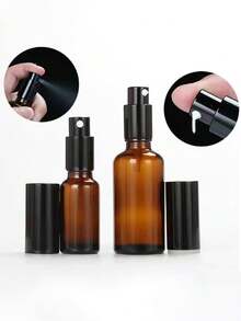 琥珀色玻璃精油喷雾瓶，防漏细雾香水喷雾器，带金属盖，便携迷你空瓶，旅行装，适用于DIY香薰护肤，TSA认证旅行必备洗漱用品瓶，男女通用，适合航空旅行、商务出行和度假。 - 彩色 - 查看 11