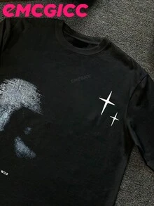 EMCGICC Street Life Men's Y2k Style (250 Cotton T-Shirt) Long Sleeve Shirt, Cotton Graphic T-Shirt, Men's Hip Hop Style - Long Sleeve T-Shirt, Fun Vintage Shirt, Regular Fit, Street Style, Halloween, Digital Print, Ideal Gift - 黑色 - 查看 2
