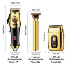 WEEME 3-In-1 Men's Electric Shaver Set - Rechargeable Cordless Electric Razor With Trimmer, Digital Display, Precision Grooming For Hair And Beard, Perfect Birthday, Holiday, Father's Day Gift For Dad, Boyfriend - Gold - View 4