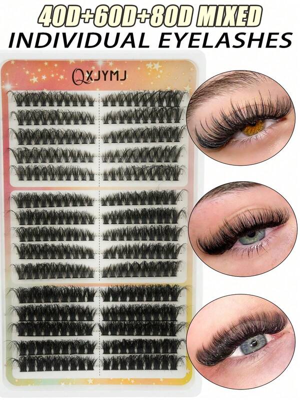 300 piezas Pestañas postizas rusas de rizos D de 10-16 mm de tamaño mixto, 40D + 60D + 80D, naturales, suaves y esponjosas, efecto de humo susurrante, para noche, cosplay, citas, uso diario, fiestas, escenario, perfectas para viajar, Día de la Madre, Pascua, Acción de Gracias, Halloween, artículos esenciales de maquillaje, excelentes regalos y fáciles para principiantes