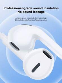 Type C Wired Earphones, 3.5mm Jack Round Plug, USB C Earbuds,Audio Earphones Headphones Electronic Calls & Music Bass Stereo In-Ear Headphones Wireless Headphones Headset For IPad/PC - White - View 9