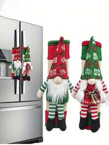 2 Stücke, Weihnachts-Kühlschrankgriff-Handschuhe, Weihnachts-Griffschutzabdeckungen, Weihnachtsdekoration für Küchengeräte wie Mikrowelle