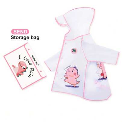 儿童连帽雨衣 - EVA 轻质透气雨披，卡通趣味宽松设计，四季雨天户外日常穿着，易洗