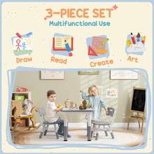AIYAPLAY Kids Table And Chair Set, 3 Pcs Height Adjustable Activity Table Set With 2 Chairs, Easy To Wipe Arts & Crafts Table, For Classrooms, Daycares, Homes - Grey - Grey - View 4