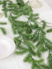 1捆抗紫外线人造绿植，圣诞装饰假花叶热带植物，适用于婚礼、庭院、花园、门廊、露台、窗台花箱、农舍装饰、绿色仿真植物、情人节派对装饰、圣诞装饰品 - 綠色 - 查看 6