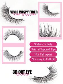 10 对柔软蓬松 3D 仿貂皮睫毛，天然手工戏剧假睫毛，化妆浓密假睫毛 - 黑色 - 查看 6