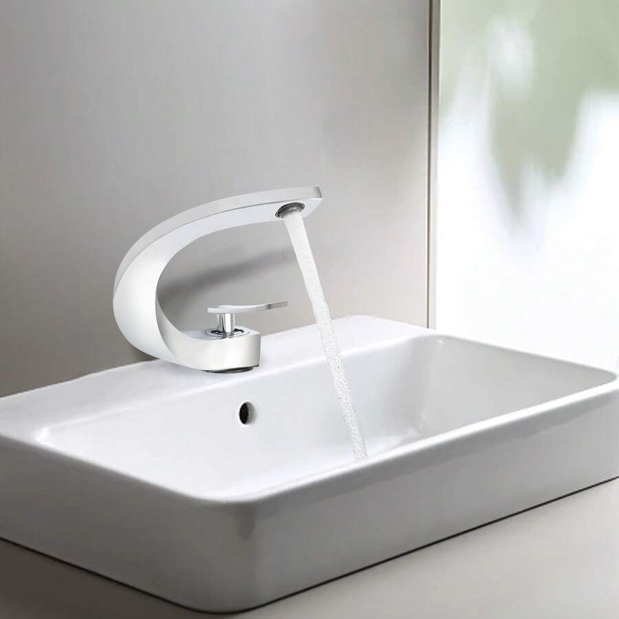 Temperature Display Faucet Bathroom Extendable, G1/2" Single Lever Mixer Faucet Faucet Bathroom Sink, Washbasin Faucet Bathroom - Silver - View 1