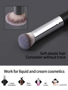 1pc Concealer Brush, Seamless Application, Soft Flat Angled Concealer Brush, Precisely Fits Skin For Flawless Concealing,Foundation Brush,Concealer Brush,Blush Brush,Contour Brush,Blush Brush,Bronzer Brush,Powder Brush,Foundation Brush,Blush Brush - Black - View 6