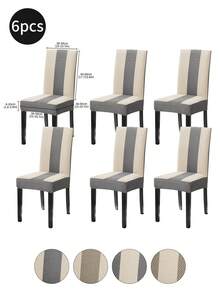 1pc Striped Patchwork Chair Cover, High Stretch Simple Dust-Proof Anti-Fouling Anti-Cat Claw Chair Slipcover, Suitable For Study Room Chair