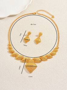 Set de 3 bucăți de colier și cercei cu ciucuri, placat cu aur, de epocă, cu design de flori goale, elegant pentru femei, potrivit pentru nunți și petreceri