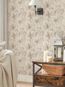 1 Roll 1m/3m/5m Vintage Beige Floral Minimalist Modern Art Style Wallpaper, Suitable For Home Renovation, Room Decor, Cabinet Refurbishing, Bathroom Decor, Vinyl Wall, Aluminum Foil Wallpaper, Non-Transparent Background, Covering Stains And Flaws, Flexible And Tear-Resistant, Easy To Clean, Self-Adhesive Wallpaper Wall Paper Wall Stickers Wall Decor Wallpaper Peel And Stick - Multicolor - View 6