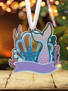 1pc Christmas Acrylic Ornament ,Mermaid Tail Shell Starfish Shape Acrylic Hanging Decor, Mermaid Theme Ocean Style Party Decoration, Christmas Tree Decoration Hanging Ornament, Christmas Home Mermaid Decor, Unique Legendary Mermaid Fantasy Art Holiday Decor Home Decor Christmas Decorations Room Decor