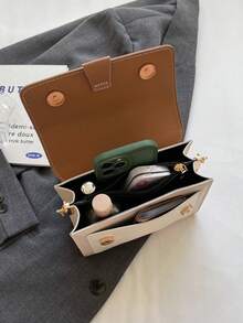 时尚别致的小方包，时尚简约拼色单肩包，配有链条肩带，百搭斜挎包，适合年轻女孩，适合购物、约会、正式活动、日常穿着、通勤 - 彩色 - 查看 12