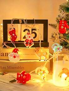 1pc Brand-New [Holiday Christmas LED String Lights] – Ironwork-Designed Holiday Decorations Featuring Santa Claus, Reindeer, Snowman, Bell Cane Candy, Christmas Stockings, Etc., Battery-Powered Indoor Holiday Decorations (Batteries Not Included) Halloween Decor Christmas Decoration Thanksgiving Wedding Home Decor Home Decor Fall Decor Autumn Decor Birthday Decorations For Gifts Party Supplies Indoor Outdoor Garden Holiday Festival Decor Wall Decor Halloween Ornaments