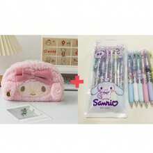 Sanrio 1pc  Plush Lamb Style Pen Bag, Cute & Capacious Cartoon Stationery Pouch, High-Quality Stationery Box/Pencil Case/Cosmetic Bag/School Supply, Back To School Series,Back To School,School Supplies,Pencil Pouch,School Bag - Multicolor - View 9