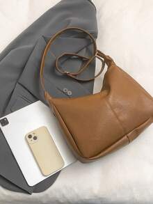 Modische braune weiche PU-Leder Damen Umhängetasche, retroversatile Umhängetasche mit großer Kapazität, geeignet für Schule, Büro, täglichen Arbeitsweg, elegante Handtasche und Reißverschluss-Geldbörse, leichte Lässig Umhängetasche, geeignet als Urlaubsgeschenk