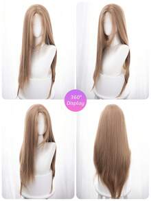 alicegarden Tóc giả ren trán 4 * 1, Tóc giả thẳng ren trán, Tóc giả thẳng dài 30 inch màu vàng vải lanh, Tóc giả tự nhiên dệt bán phần hàng ngày, Tóc giả thực tế sử dụng hàng ngày tự nhiên - Vàng lanh - Xem 6