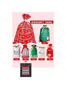 7 Stück Weihnachts-Geschenkbeutel in 7 Stilen, Weihnachtsgeschenktüten, Weihnachtsparty-Bevorzugungstaschen, Süßigkeiten-Beutel mit Schleifen-Verschluss. Weihnachtsgeschenktüten mit Kordelzug (das tatsächliche Objekt hat Vorrang). Weihnachtsdekoration, Raumdekoration Winter