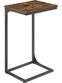 VASAGLE Mesa Auxiliar en Forma de C, Mesita de Noche, Marco de Metal, para Sala de Estar, Dormitorio, Marrón Rústico y Negro Tinta MLET353B01 - Marrón Rústico + Negro Tinta - Ver 13