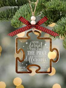 Puzzle Piece Ornament, Never Forget You Are The Piece That Made The Difference, Christmas Acrylic Ornament For Best Friend, Christmas Tree Hanging Ornament, Home Holiday Decorations, Christmas Gifts For Friends Family With Bow Lanyard Home Decor Christmas Decorations Room Decor