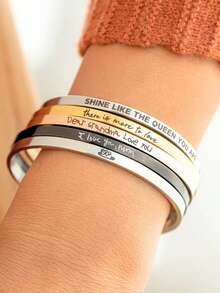 [Customized] 1pc Personalized Letter Name Bracelet, Customized Name Bracelet, Fashionable Customized Jewelry - Customized Text Bracelet, Personalized Minimalist Stylish Popular Delicate Name Bracelet, Birthday Gift, Christmas Gift, Handmade Jewelry, Mother's Day Gift - Multicolor - View 5