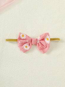 2pcs Cute Baby Girls Summer Heart Reversible Bow Romper + Headband Set - Dusty Pink - View 10