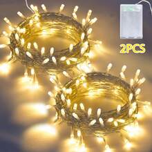 2 Pcs LED Lights Battery Operated - Multi-Length, Fairy Lights For Wedding, Halloween, Fall And Festival Home Decor Decoration, Garden, Party, Christmas Tree Indoor Outdoor Decorations, Travel Essential - 2 đèn ấm áp - Xem 1