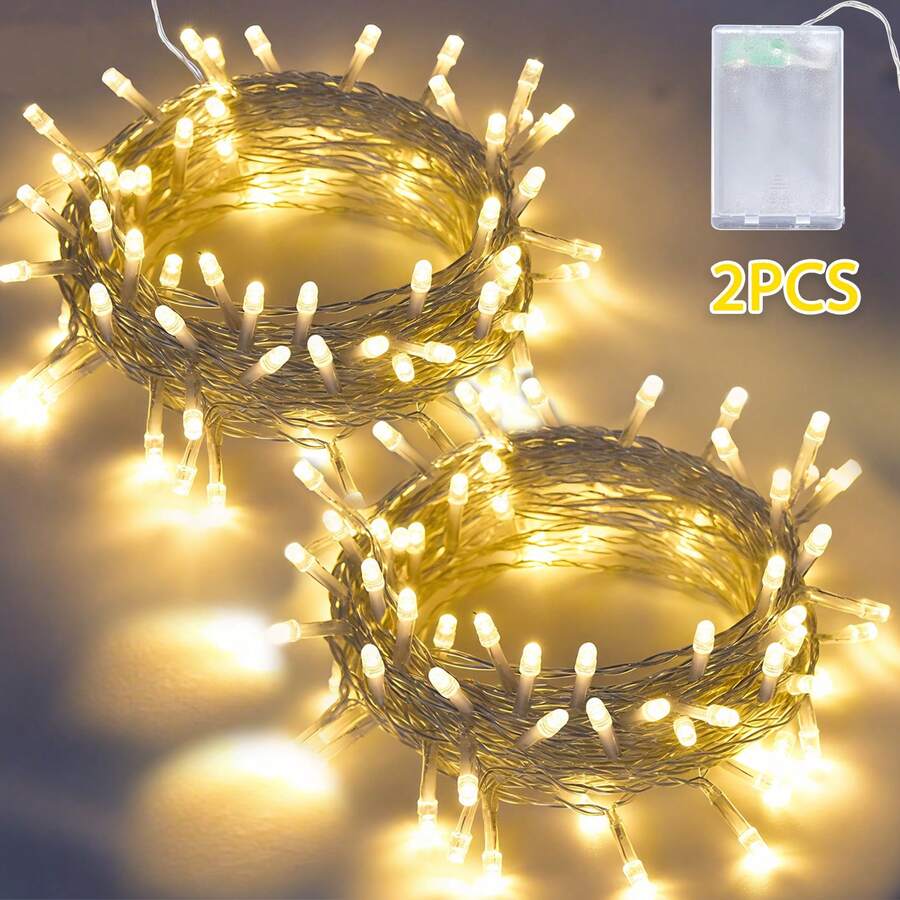 2 Pcs LED Lights Battery Operated - Multi-Length, Fairy Lights For Wedding, Halloween, Fall And Festival Home Decor Decoration, Garden, Party, Christmas Tree Indoor Outdoor Decorations, Travel Essential - 2 đèn ấm áp - Xem 1
