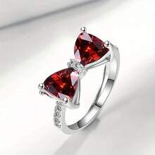EJG 1 Pc Red Bow  Ring For Women, Size 7-10, Bohemian Cute Ring, Valentine's Birthday Christmas Gift For Her, Back To School, Office, Party Jewelry,  Everyday Stackable Dainty Ring - 紅色 - 查看 1