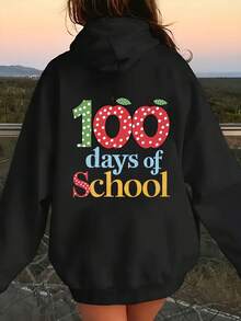Teediy 100 Days Of School Women'S Casual Hoodies - Black 4 - View 1