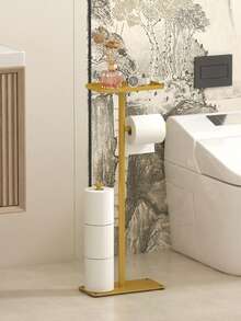 1pc Standalone Toilet Paper Holder With Storage Tray - Stylish Multi-Roll Paper Storage Rack, Suitable For Bathroom And Kitchen, Space-Saving Design, Bathroom Storage, Bathroom Accessories