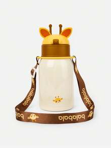 Balabala 316 rostfritt stål djuröron tumbler med sugrör för barn - gul ton - Visa 2