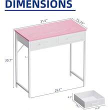 32 Inch Small Computer Desk With 2 Drawers Bedroom Study Writing Home Office Table Small Spaces Black - 粉色 - 查看 3